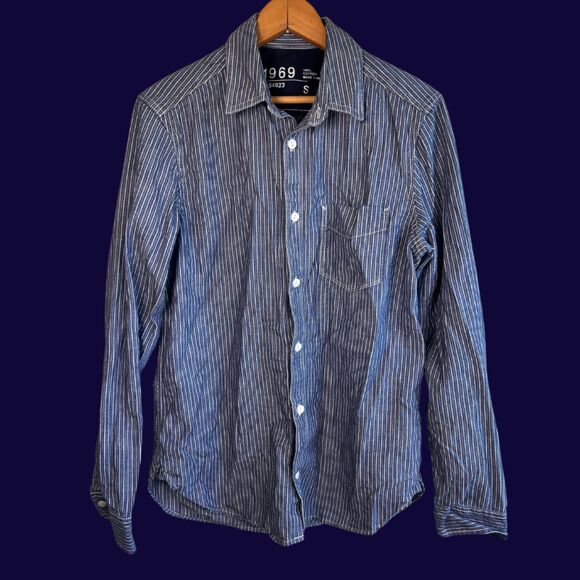 GAP Denim Hickory Long Sleeve Oxford Shirt - Picture 1 of 7